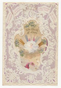 an old fashioned greeting card with the image of a baby jesus on it's back