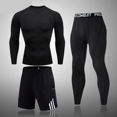 Sportswear Skin-Tight Inner Tracksuits Sets Men Clothing Sports Set – Atom Oracle Stretch Sportswear Sets For Jogging, Fitted Moisture-wicking Workout Sets, Functional Moisture-wicking Training Set, Functional Moisture-wicking Training Sets, Black Sportswear Sets For Gym, Black Sporty Sets, Black Breathable Sports Sets, Fitted Training Sets, Breathable Black Sports Sets