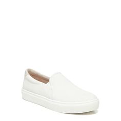 A slip-on sneaker with sporty vibes and comfort you'll love. White Sunset, White Slip On Sneakers, Leopard Print Fabric, Sporty Design, Fabric Canvas, White Slip, Recycled Bottles, Famous Footwear, Faux Leather Fabric