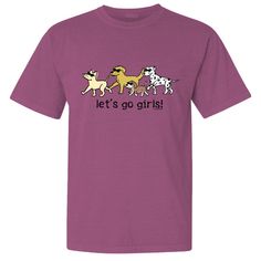 This berry classic tee is puppy soft and decorated right here in the U.S.A. Machine wash and dry. Orders ship 5-7 business days after order is placed. Pink Cotton T-shirt With Dog Print, Dog Items, The Dog, Dog Lover, Special Gift, Cotton Tee, Letting Go, Special Gifts, Let It Be