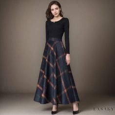 Lasaky - Elegant Blue Pleated Skirt with Heart Embroidery by Yuan Jia Blue A-line Skirt For Fall, Blue Lined Maxi Skirt For Fall, Blue Pleated Skirt, Heart Embroidery, Split Skirt, Floral Print Midi Dress, Black Pencil Skirt, Printed Midi Dress, Types Of Skirts