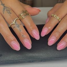 Aura Nails, Baby Pink Nails, Airbrush Nails, Classy Acrylic Nails, Oval Nails, Minimalist Nails