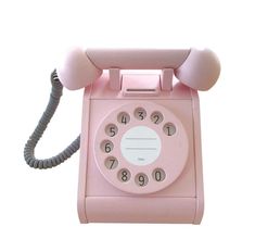 an old fashioned pink phone on a white background