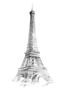 the eiffel tower is shown in black and white