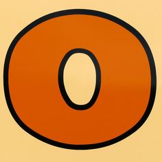 an orange and black sign with the letter o on it