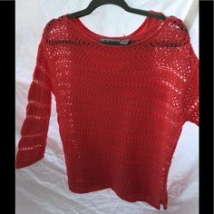 Eight Eight Eight Crochet Knit Top. See Through With Underneath Tank Top Sizem , Kind Of A Coral Color. Like New Washed Once Never Worn. Great Condition. Knit Pit To Pit 22.5” Length From Shoulder 25.5 Tank Pit To Pit 16”” Shoulder Length 25@ Crochet Top Tank, Knit Crochet Top, Crochet Knit Top, Top Tank, Coral Color, Shoulder Length, Pink Red, Knit Top, Crochet Top