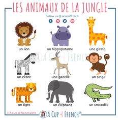 french poster with different animals and their names