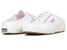 Superga 2402 Mule - Women's Lace up casual Shoes : White : Set out for a day of adventure with this Superga 2402 Mule. Textile upper in a slip-on mule silhouette. Lace-up closure. Canvas lining. Cushioned footbed provides sustained comfort for all-day wear. Natural rubber, crepe-textured outsole offers traction and durability. Imported. Measurements: Weight: 11 oz Product measurements were taken using size EU 36 (US Women's 6), width Medium. Please note that measurements may vary by size. Mule Silhouette, Slip On Mules, White Set, Shoes White, Women Lace, Mules Shoes, Natural Rubber, Mule, White Lace