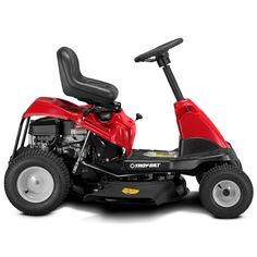 Space-saving, compact design of the TB30 combines the time savings benefit of a riding mower with the storage size of a wide-cut walk behind mower. Easily stored in a garage or shed, this mower is ideal for lawns up to 1.5 acres with relatively flat terrain. The dependable starting and reliable performance of the Troy-Bilt engine provides the power you need to maintain the yard. Easily adjust and control speed with Shift-on-the-Go(TM) transmission. Keep your lawn healthier by mulching grass clippings with included mulch kit to help avoid thatch and return nutrients in to the soil. You can depend on Troy-Bilt to keep yardwork from feeling like a chore, and we won't let you down. Space-saving design makes the riding mower easy to store in garages and sheds Built In America with U.S and Globa Walk Behind Mower, Trike Motorcycle, Riding Lawn Mowers, Riding Mower, Combo Kit, Garage Design, Yard Work, Riding Lawnmower, Lawn Mowers