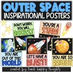 an advertisement for outer space inspirational posters