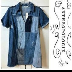 Brand New, Fun Patch Work Style Blue Patchwork Casual Denim Dress, Casual Blue Denim Patchwork Dress, Spring Denim Top With Patchwork, Casual Patchwork Denim Dress For Spring, Casual Denim Patchwork Dress, Blue Patchwork Denim Top, Blue Denim Patchwork Top, Blue Denim Patchwork Top For Summer, Fall Denim Patchwork Dress