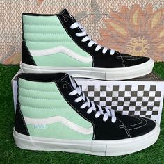 New In The Box Authentic Vans Men’s Skate Sk8-Hi Mint Vn0a5fccm2t Sneakers Vans Sk8 High, Burgundy Sneakers, Vans Green, Vans Old School, Vans Men, Old Skool Black, Skater Shoes, Orange Sneakers, Authentic Vans