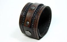 Mens Leather Wrist Cuff With Textured Rivets.  Black Leather | Etsy Adjustable Hand-stitched Cuff Bracelet, Vintage Hand-tooled Leather Cuff Bracelet, Vintage Leather Bracelet With Rivets, Brown Hand-stitched Cuff Bracelet, Hand-stitched Brown Cuff Bracelet, Vintage Hand Tooled Cuff Leather Bracelet, Vintage Hand Tooled Leather Cuff Bracelet, Vintage Brown Cuff Bracelet, Leather Wrist Cuff