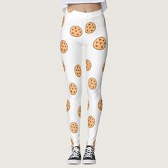 Choc chip cookies on white background pattern. Funky Leggings, Golden Rod, Lavender Blush, White Leggings, Work Outfits Women, Gym Wear, Leggings Fashion, Chip Cookies, Workout Leggings