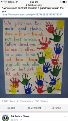 a bulletin board with handprints on it that says we promote to make good choices