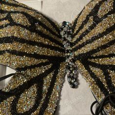 Festival Rave Butterfly Rhinestone Bra Top Hand Beaded Brand New Custom Unique Rhinestone Bra Top, Butterfly Bra, Beaded Tie, Butterfly Rhinestone, Rhinestone Bra, Butterfly Top, Sewing Diy, Bra Top, Hand Beading