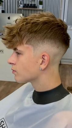 Attractive men faded haircut ideas | Trendy hairstyle ideas Short Hair Cuts For Boys Straight Hair, Messy Fringe Straight Hair Men, Fade Messy Hair Men, Messy Crop Top Haircut Men, Messy Fringe Men Hairstyles, Textured Fringe Mid Fade, Faded Haircut For Men Straight Hair, Messy Taper Hairstyle Men, Mid Fade Messy Hair