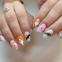 Fun Halloween Nails, Black Halloween Nails, Holloween Nails, Cute Halloween Nails, Halloween Acrylic Nails, Pumpkin Nails, October Nails, Thanksgiving Nails, Halloween Nail Designs