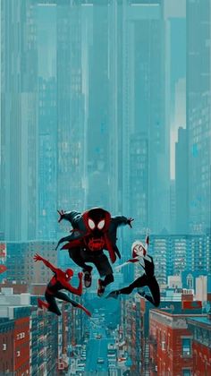 spider - man into the spider - verse movie poster with cityscape in background