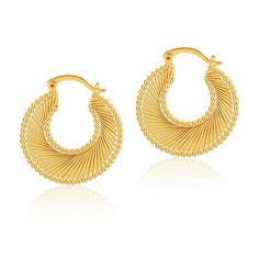 Beautiful 18k Gold Plated Hoop Earrings Great Quality Tags - Woman Women Fashion Accessory Accessories Mom Mother Mama Mum Sister Girlfriend Wife Friend Style Party Club Prom Banquet Brunch Graduation Wedding Shower Push Gift Anniversary Birthday Present Young Ladies Flat Vacation Caribbean Winter Summer Spring Fall Push Gifts, Spiral Design, Style Party, Gold Fashion, Birthday Present, Wedding Shower, Womens Flats, Women Fashion, Anniversary Gifts