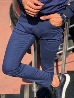 Mason Slim-Fit Pants Indigo-baagr.myshopify.com-Pants-BOJONI Indigo Pants, Color Clothes, Indigo Colour, Slim Fit Pants, Navy Pants, Cotton Pants, Workout Pants, Casual Sneakers, Mens Clothing Styles