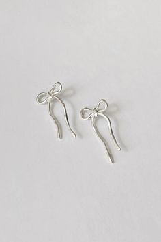 Cute Jewelry Earrings Silver, Bows Earrings, Earring Silver, Bow Earring, Silver Earring, Ribbon Earrings, Earrings Silver, Cute Bow Earrings, Delicate Silver Jewelry With Bow Detail