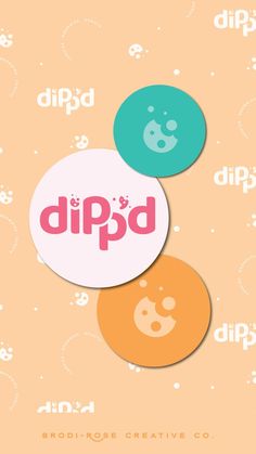 three circles with the word dipd written on them in pink and blue, green and orange