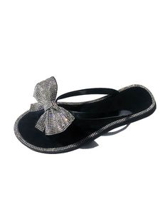 DETAILS Bow Rhinestone Flip-flops Flat heel Rhinestone Flat Flip Flops For Beach, Flat Rhinestone Flip Flops For Beach, Vacation Sandals With Rhinestones And Round Toe, Beach Sandals With Rhinestones And Flat Heel, Rhinestone Beach Flip Flops, Flat Heel Sandals With Rhinestones For Beach, Toe Post Sandals With Rhinestones For Summer, Spring Rhinestone Flip Flops With Round Toe, Party Sandals With Rhinestones And Flat Heel