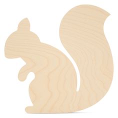 a wooden squirrel cutout on a white background