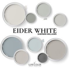 six different shades of white paint with the words elder white above them