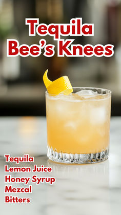 Tequila Bee’s Knees Tequila Bees Knees, Honey Cocktails, Bees Knees Cocktail, Honey Cocktail, Juice Cocktails, Alcohol Beverages