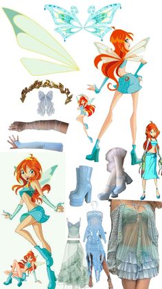 an image of some cartoon characters in different outfits