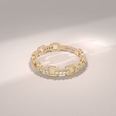 Elevate your style with the Diamond Open Link Ring. Made from 14k Solid Gold, this exquisite ring features an eternity-style design adorned with pave-set diamonds. It's a versatile and minimalist piece that adds a touch of elegance to any outfit. The ring can be made with yellow, rose, or white gold, please choose your size from the dropdown menu options above. 𝐑𝐢𝐧𝐠 𝐃𝐞𝐭𝐚𝐢𝐥𝐬: ❥ Solid gold, available in 10, 14 & 18 karats. ❥ Gold Color Options: White Gold, Yellow Gold, Rose Gold ❥ Band Classic Stackable Chain Promise Ring, Classic Stackable Chain Ring For Promise, Minimalist Stackable Promise Eternity Band, Elegant Stackable Open Ring Eternity Band, Elegant Yellow Gold Chain Ring With Open Band, Elegant Open Chain Ring For Promise, Elegant Yellow Gold Open Band Chain Ring, Elegant Stackable Open Eternity Band, Elegant White Gold Open Chain Ring