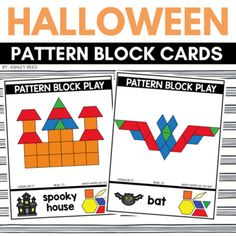 halloween pattern block cards for children to play with