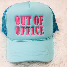 Don't let work keep you down, show off your sense of adventure with our "Out Of Office" Trucker Hat. Featuring a classic trucker style with a bold statement, this hat is the perfect accessory for any outdoor enthusiast. Take a break and hit the road with this must-have accessory! Casual Trucker Hat With Flat Bill For Adventure, Casual Flat Bill Trucker Hat For Adventure, Trendy Trucker Hat For Outdoor Events, Trucker Snapback Hat For Travel, Trendy One Size Fits Most Trucker Hat For Outdoor, Snapback Trucker Hat For Travel, Trendy Adjustable Trucker Hat For Outdoor, Adjustable Trucker Hat For Travel, Outdoor Trucker Hat One Size Fits Most