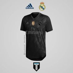 the real madrid jersey is shown in black