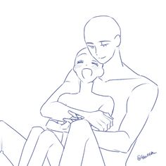 a drawing of a man holding a woman in his lap and looking at the camera