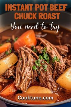 the instant pot beef chuck roast recipe is ready to be eaten and put in the slow cooker