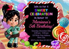 Editable Wreck It Ralph Vanellope Birthday Party Invitation DIY | Bobotemp Vanellope Birthday Party, Wreck It Ralph Vanellope, Ralph Vanellope, Birthday Party Invitations Diy, Vanellope Y Ralph, Candy Theme Birthday Party, Birthday Invitations Diy, Custom Birthday Invitations, Invitation Diy