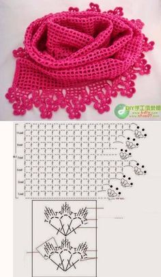 the crocheted scarf is shown with instructions to make it look like they have been made