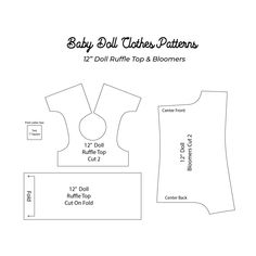 the baby doll clothes pattern is shown with instructions to make it and how to sew