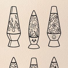 four different types of vases with designs on them