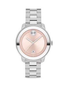 Movado Bold Verso Watch, 38.5mm Movado Bold, Movado Watch, Crystal Watches, Pink Quartz, Stainless Steel Band, Women's Watch, Stainless Steel Watch, Silver Watch, Stainless Steel Bracelet