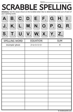 printable spelling worksheet for the alphabet