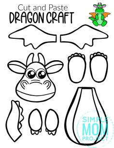 the cut and paste dragon craft is shown