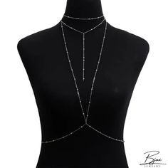 Bjux - Cuerpo de la cadena de moda sexy verano gotas de múltiples capas collar de cadena de cuerpo cruzado uno Silver Necklaces For Summer Festivals, Summer Festival Lariat Necklace, Silver Choker For Summer, Adjustable Summer Party Body Chain, Elegant Summer Festival Necklaces, Trendy Chain Body Jewelry For Festival, Trendy Festival Body Jewelry With Chain, Bohemian Body Jewelry With Adjustable Chain For Summer, Silver Choker For Summer Festivals