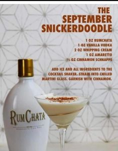 an advertisement for rumchata with a cocktail in the foreground and a bottle behind it