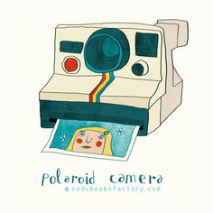 an old polaroid camera with a woman's face on it and the words polaroid