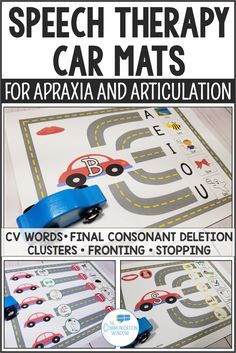 Speech Therapy Car Road Mats Activities for Apraxia, Phonological Disorders, and Articulation activities for minimal pairs, CV words, final consonant deletion, cluster reduction, fronting, stopping, picture cues for apraxia, speech teletherapy, early intervention activities #apraxia #speechtherapy #preschool #teletherapy #preschoolspeech #speechlanguagepathology #earlyintervention Group Games For Preschoolers, Apraxia Activities, Final Consonant Deletion, Childhood Apraxia Of Speech, Early Intervention Speech Therapy, Preschool Speech Therapy, Cv Words, Speech Articulation, Play Therapy Techniques