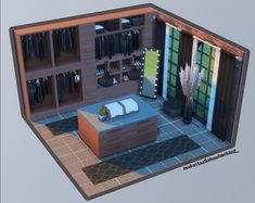 Sims Closet Ideas, Sims Dressing Room, Sims 4 Guest Room, Sims 4 Dressing Room, Sims 4 Gaming Room, Sims 4 Interior Design Ideas, Sims 4 Rooms, Sims Room, Sims 2 House